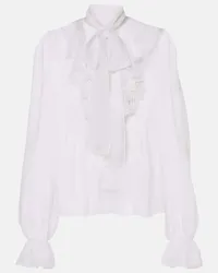 Dolce & Gabbana Blusa in seta con fiocco Bianco