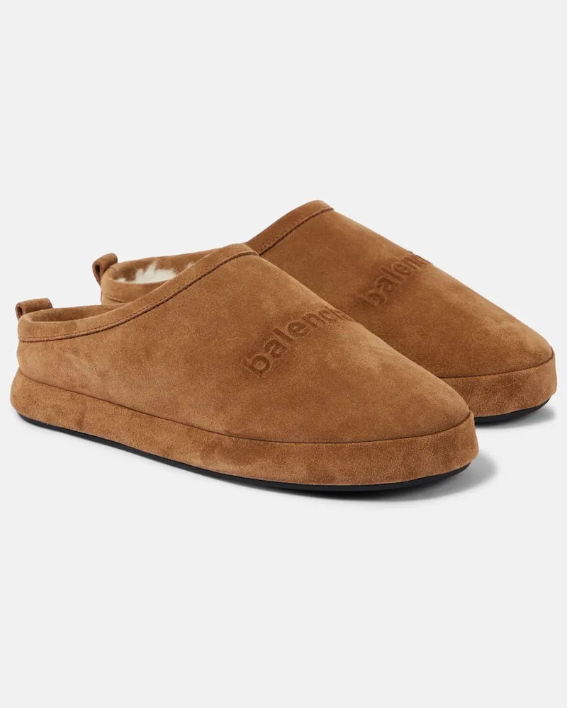 Balenciaga Slippers Alaska in suede Marrone