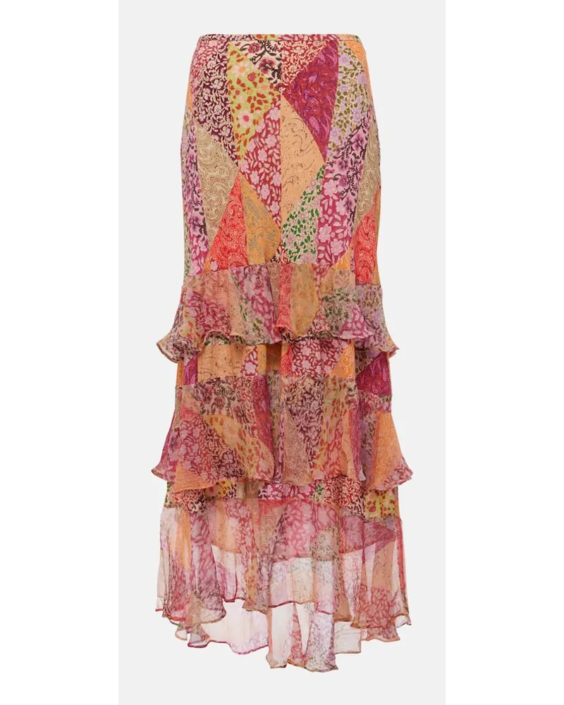 RIXO Gonna midi Preslee con stampa Multicolore