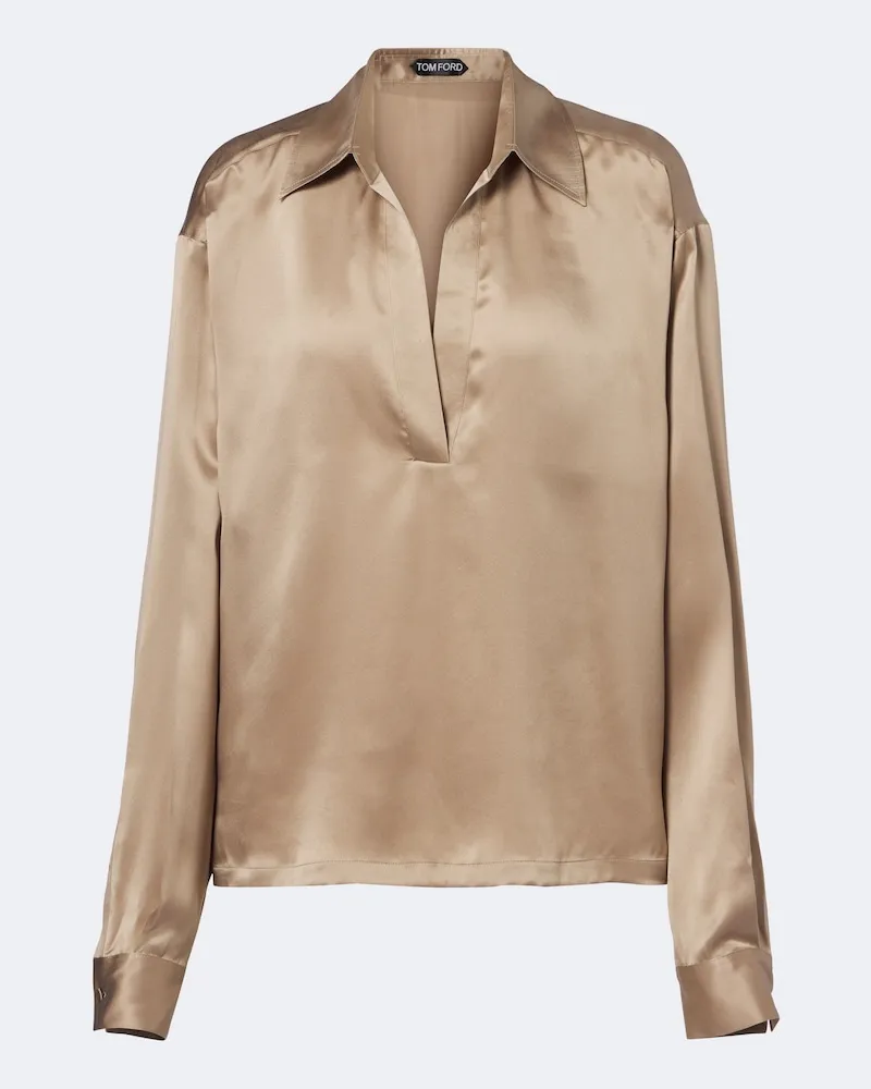 Tom Ford Blusa in satin di seta Beige
