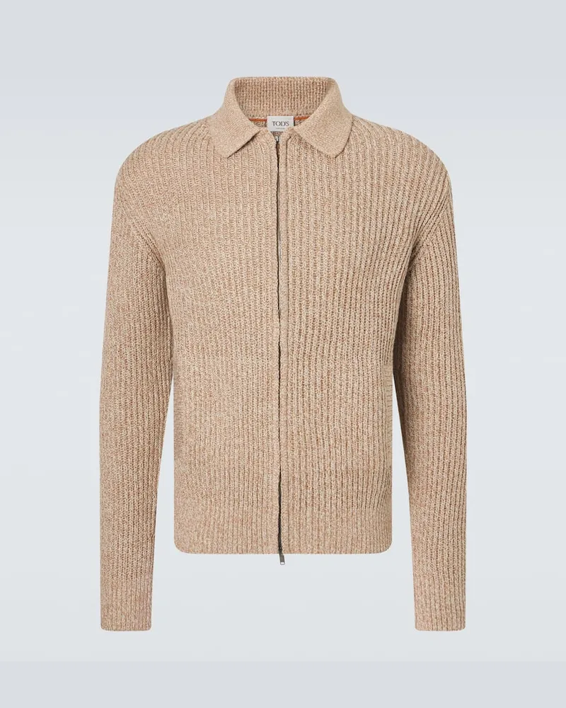 TOD'S Cardigan in cotone con zip Beige