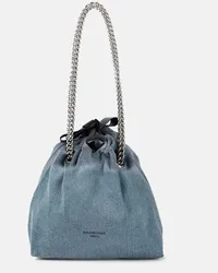 Balenciaga Borsa Crush Small in denim Blu