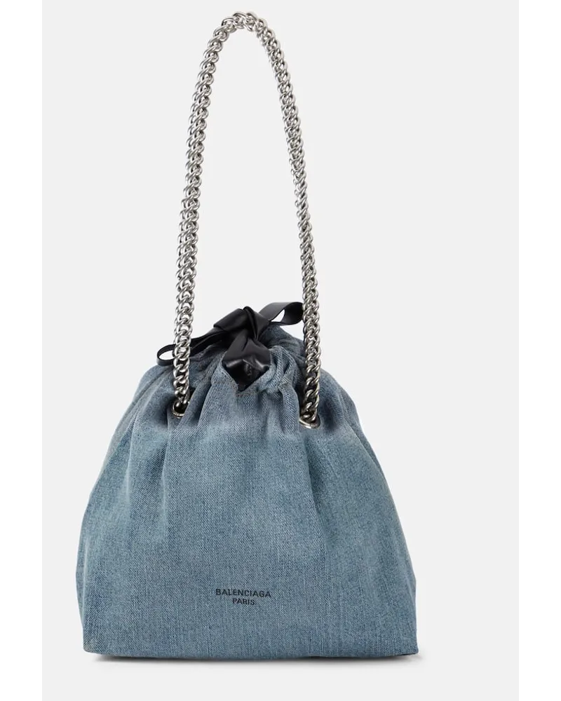 Balenciaga Borsa Crush Small in denim Blu