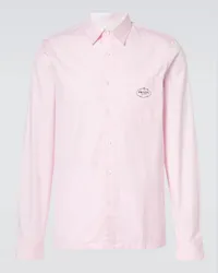 Prada Camicia Oxford in cotone con logo Rosa