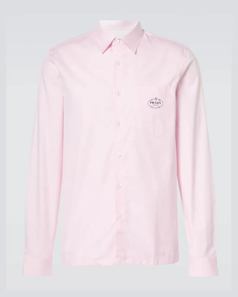 Prada Camicia Oxford in cotone con logo Rosa
