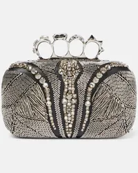 Alexander McQueen Clutch Knuckle in pelle con cristalli Metallizzato