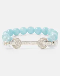 Ananya Bracciale Chakra in oro bianco 18kt con acquamarine e diamanti Blu