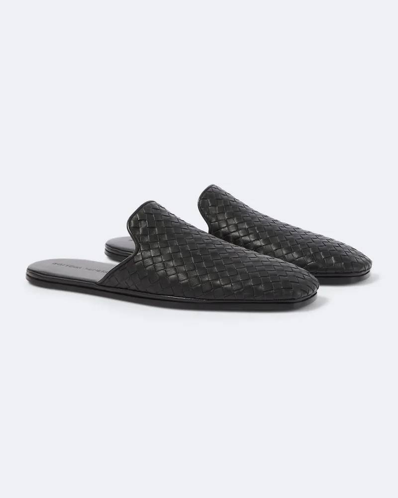 Bottega Veneta Mules Palazzo in pelle Intrecciato Nero