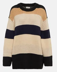 KHAITE Pullover Jade in cashmere a righe Beige