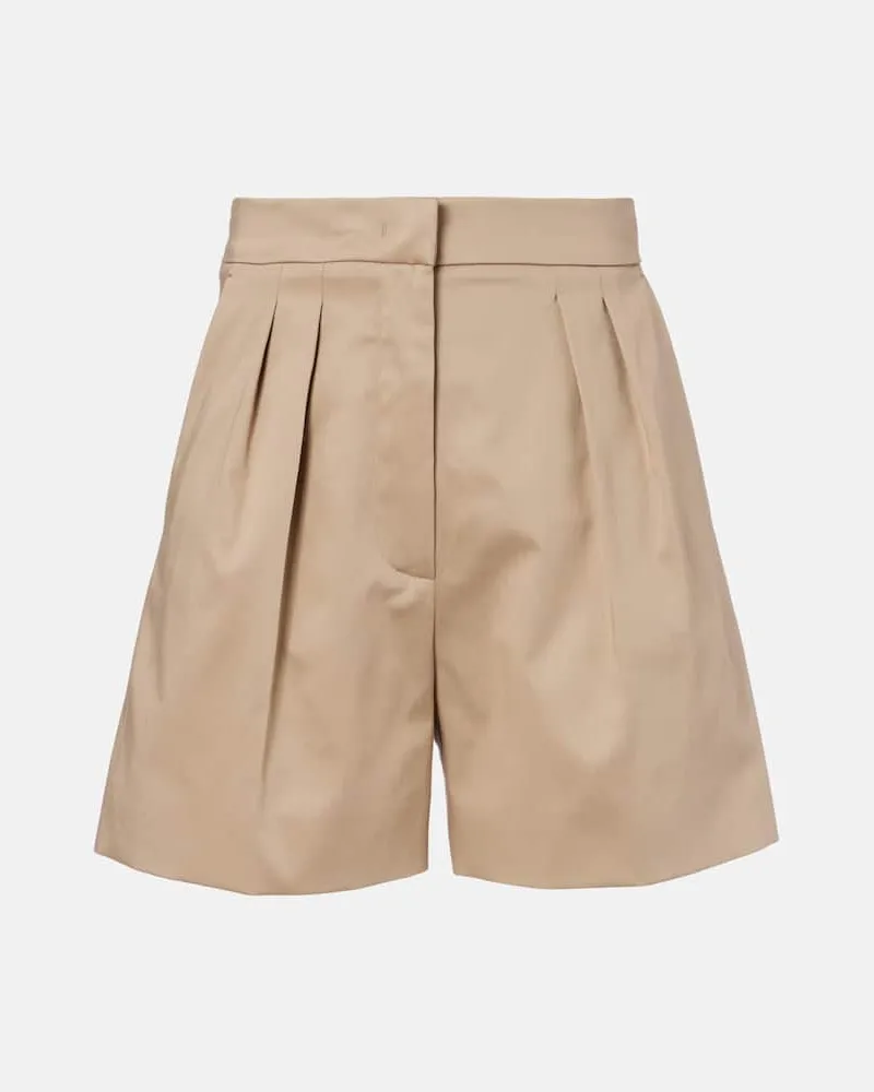 Max Mara Shorts Tabacco in misto cotone plissÃ Beige