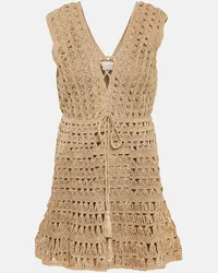 Anna Kosturova Miniabito Jennifer in crochet di cotone Beige