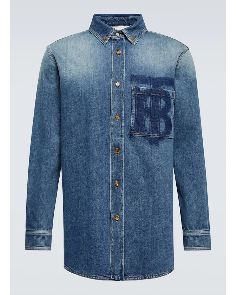 Burberry Camicia di jeans con logo Blu