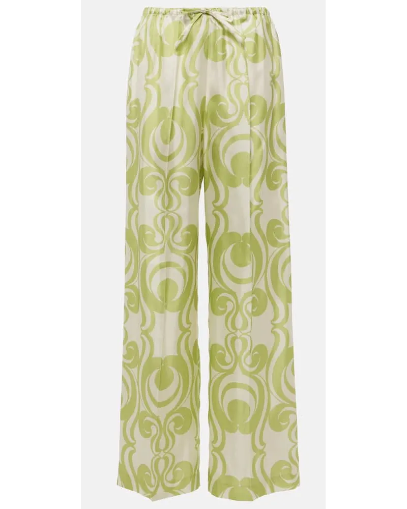 Dries van Noten Pantaloni in seta con stampa Multicolore