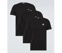 Moncler Set di 3 T-shirt in jersey di cotone Nero