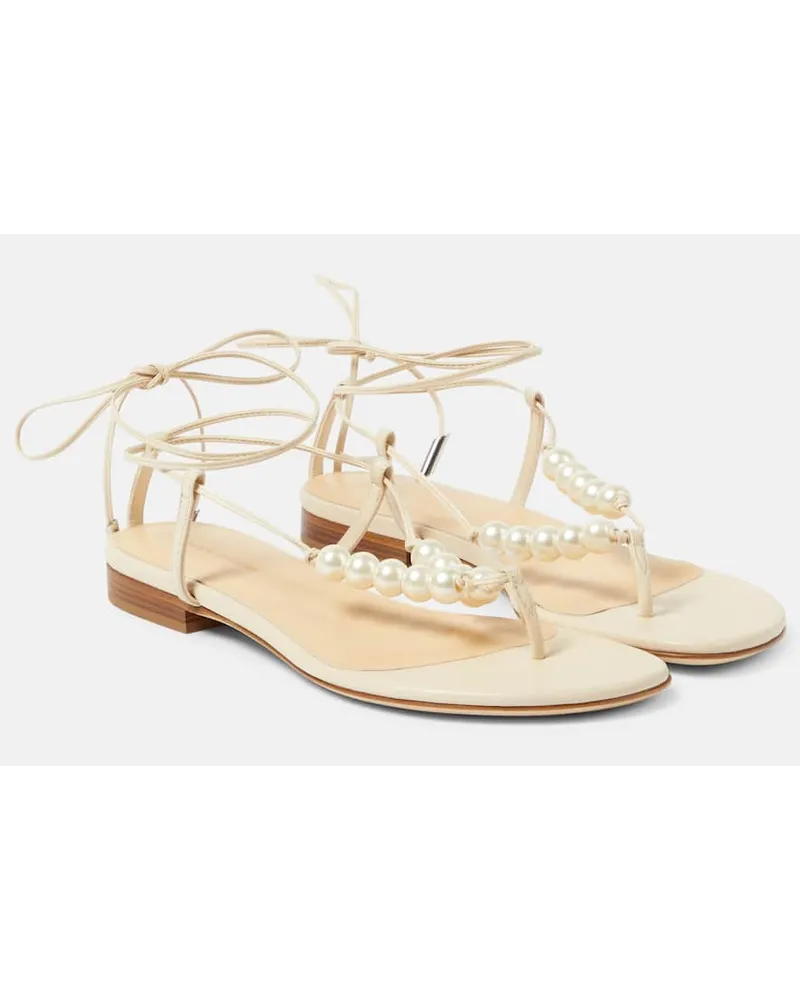 Magda Butrym Sandali in pelle con perle bijoux Bianco
