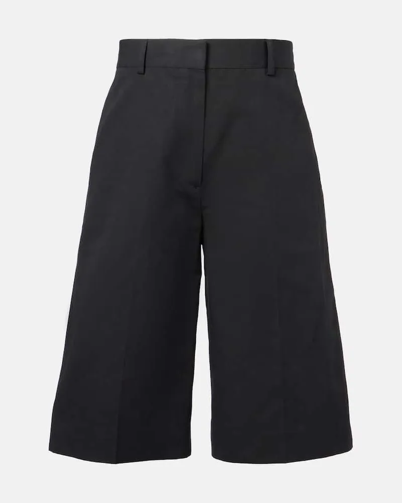 Totême Bermuda in cotone e lino Nero