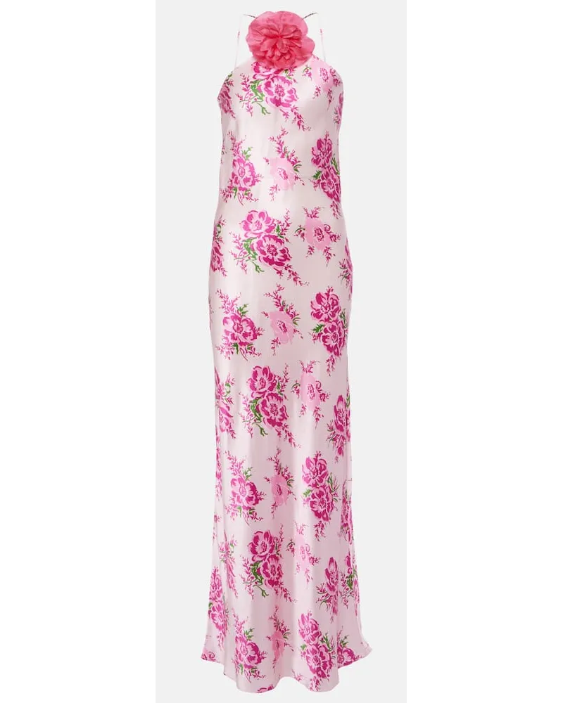 Rodarte Abito lungo in seta con stampa Rosa