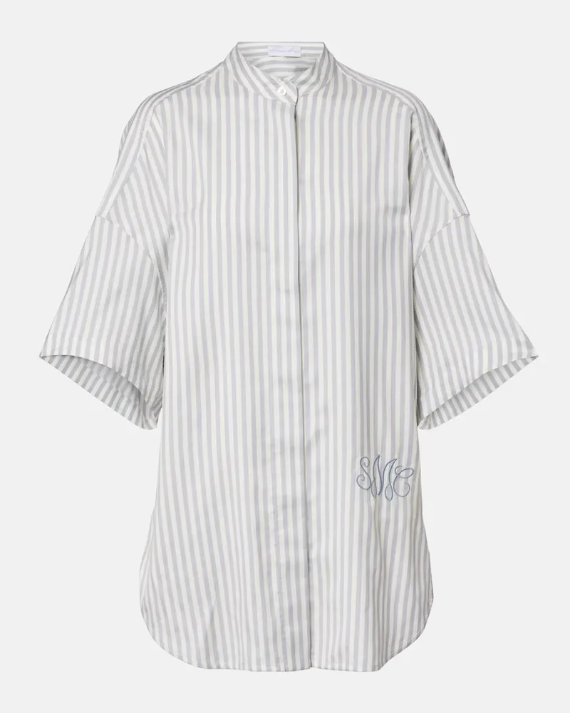 Stella McCartney Camicia in seta e lana a righe Bianco