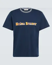 Wales Bonner T-shirt Original in cotone con ricamo Blu