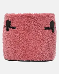 BLANCHA Minigonna in shearling con pelle Rosa