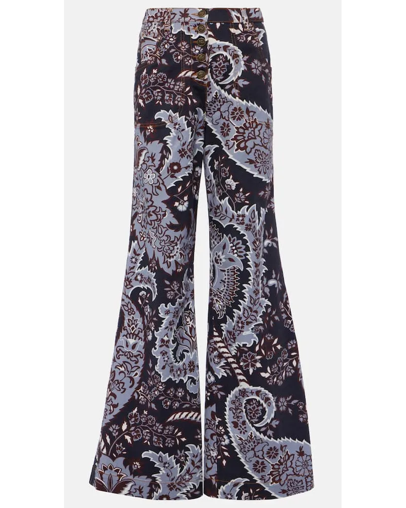 Etro Jeans flared a vita alta con stampa Blu