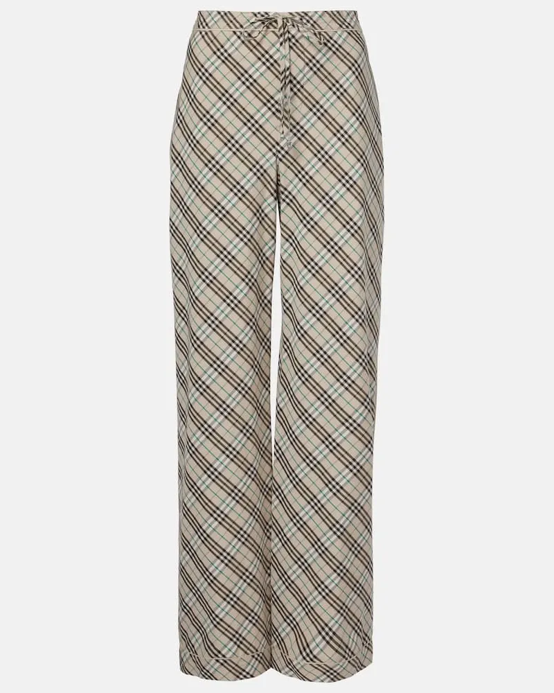 Burberry Pantaloni a gamba larga Burberry Check Beige