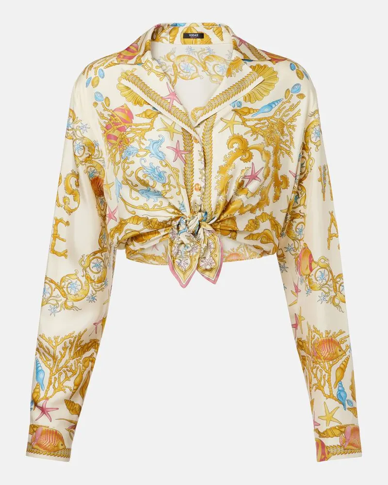 Versace Top cropped Underwater Barocco Giallo