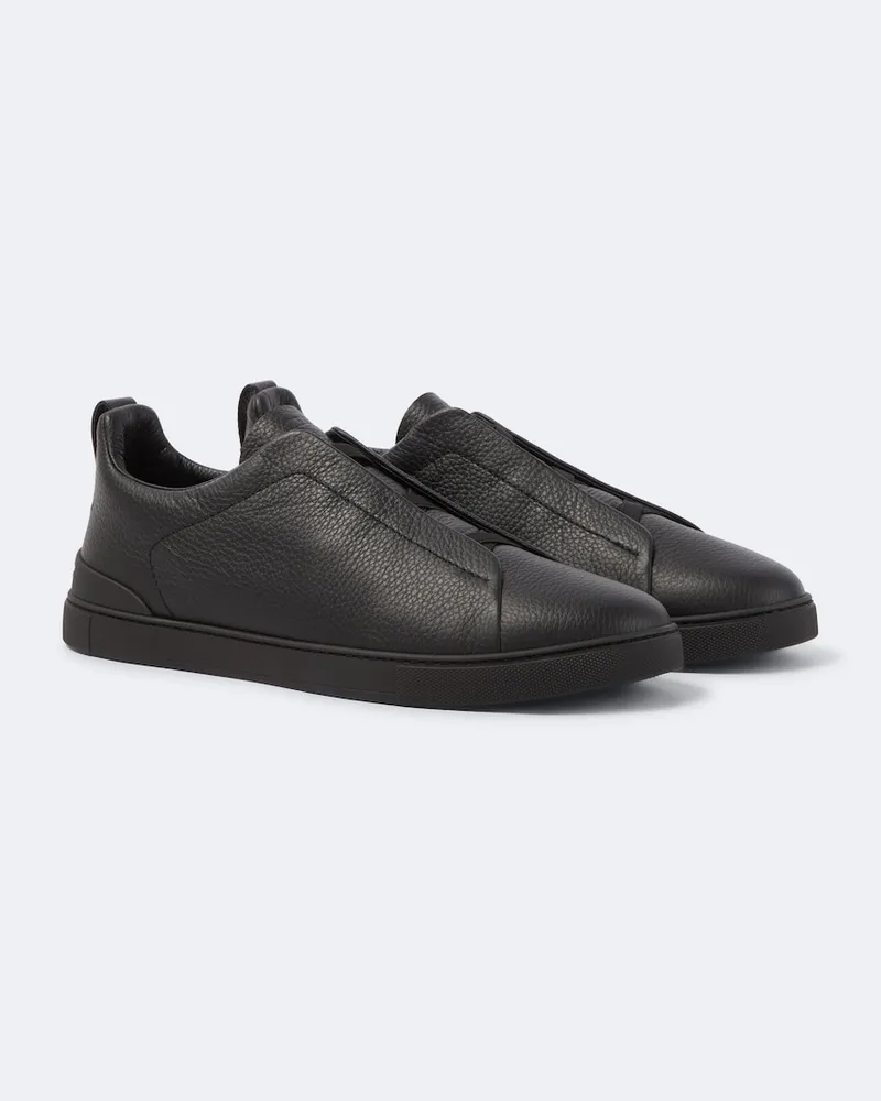 Ermenegildo Zegna Sneakers Triple Stitch in pelle Nero