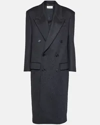 Saint Laurent Cappotto doppiopetto in lana vergine Grigio