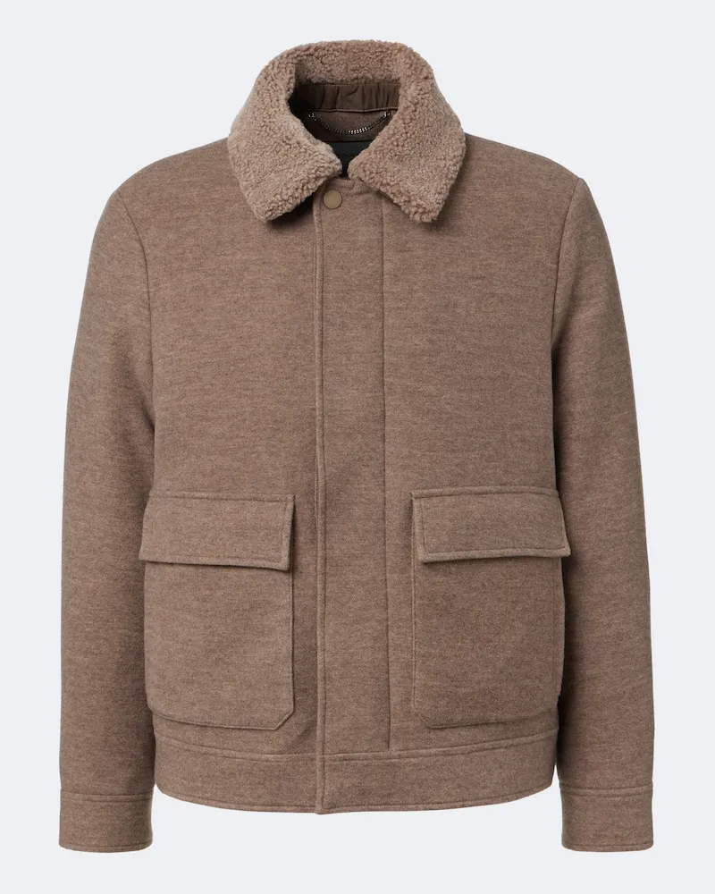 Canali Giacca in lana e cashmere con shearling Marrone