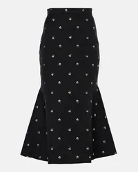 Erdem Gonna midi in jacquard con ricamo Nero