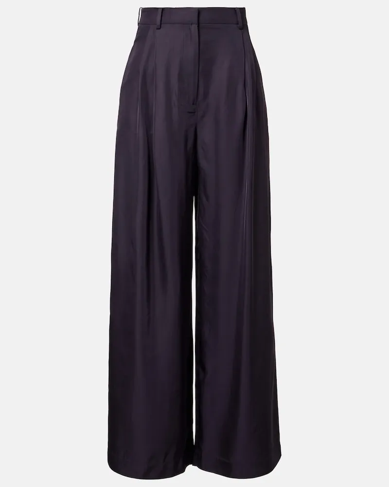FRANKIE Shop Pantaloni Marfa a gamba larga in twill plissÃ Grigio