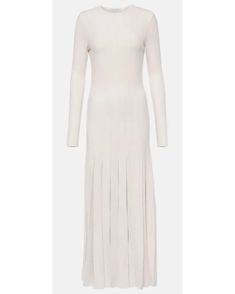Gabriela Hearst Abito midi Walsh in lana e seta a pieghe Bianco