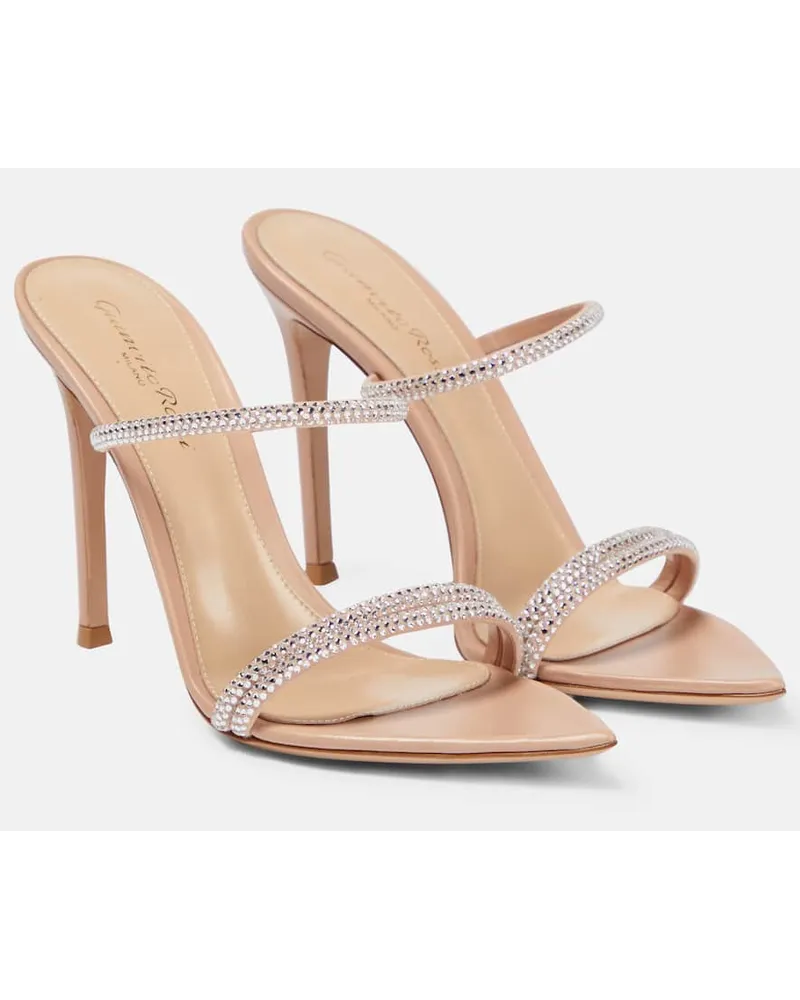 Gianvito Rossi Sandali in pelle con decorazioni Rosa