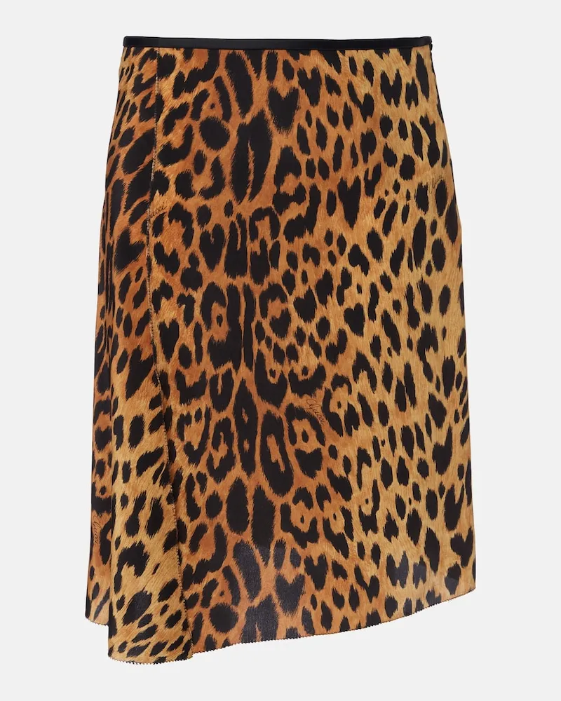Gucci Gonna midi in seta con stampa Marrone