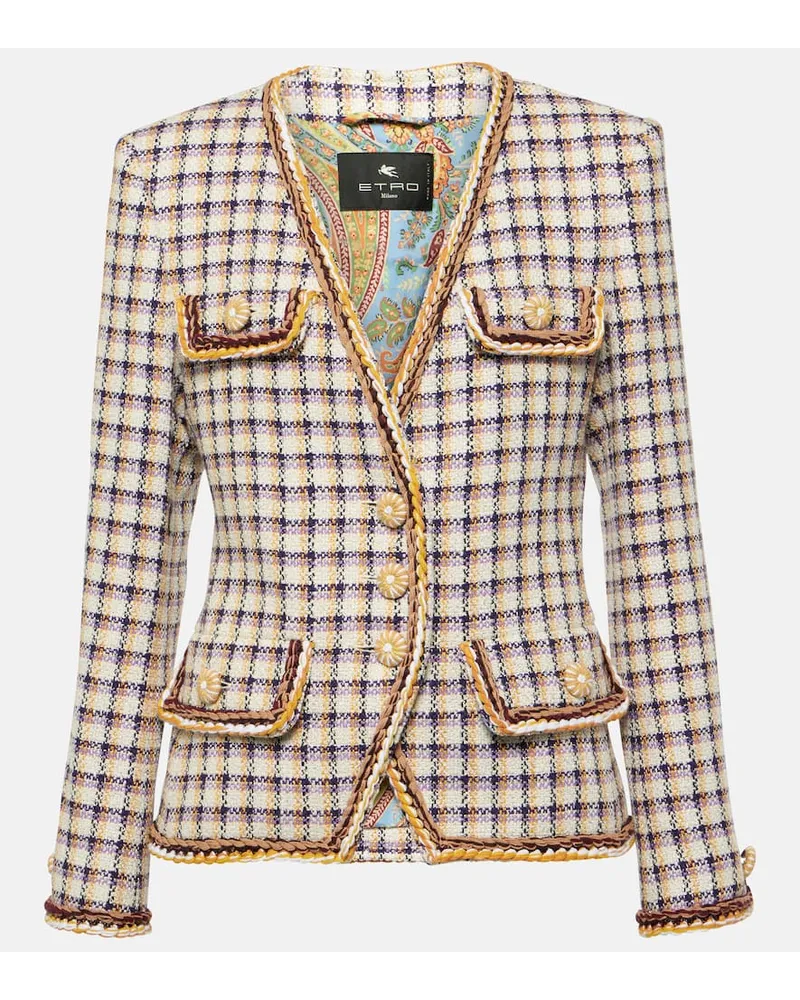 Etro Giacca in misto cotone a quadri Multicolore