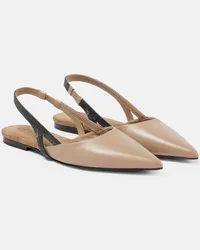 Brunello Cucinelli Ballerine slingback in pelle Marrone