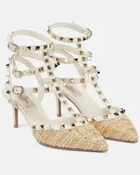 Valentino Garavani Pumps Rockstud in pelle e tweed Beige