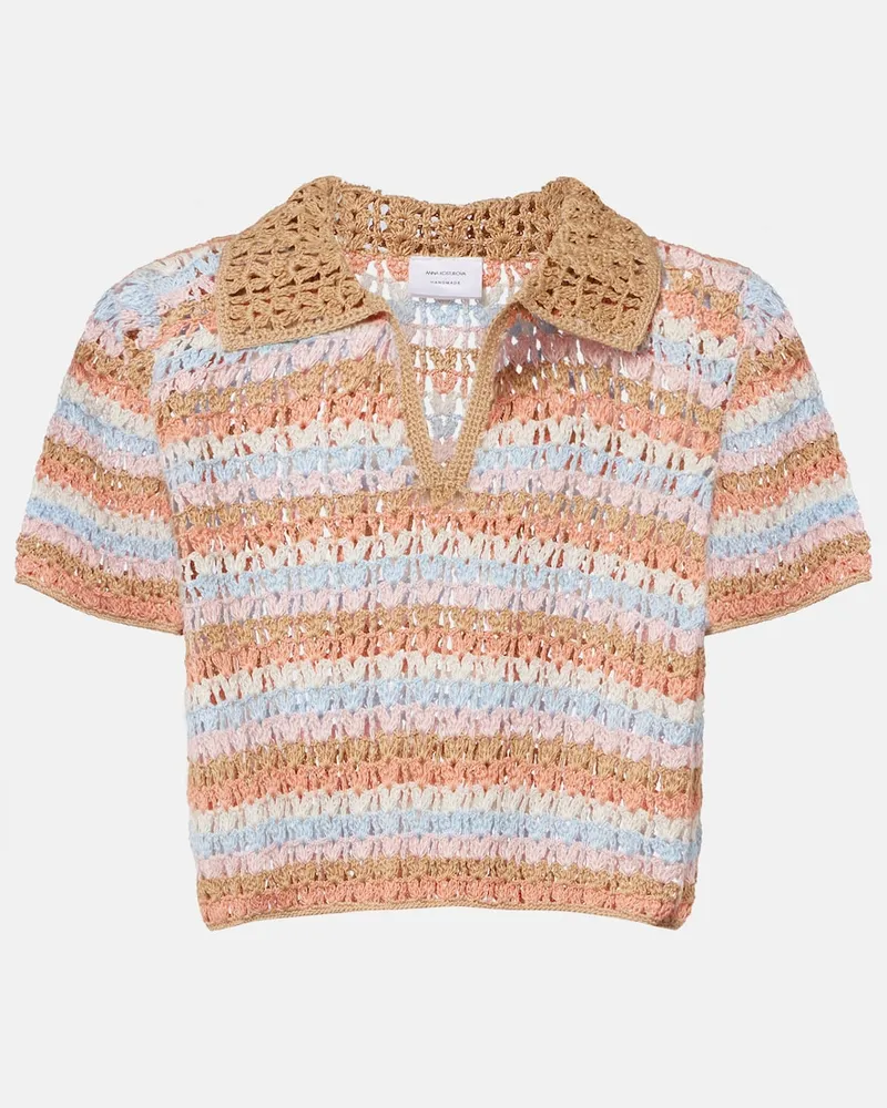 Anna Kosturova Polo in crochet di cotone a righe Multicolore