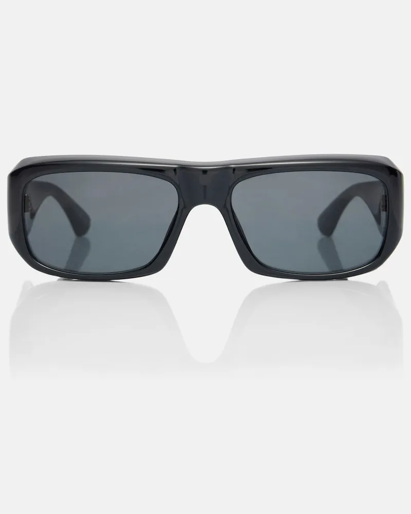 Saint Laurent Occhiali da sole rettangolari con logo SL Nero