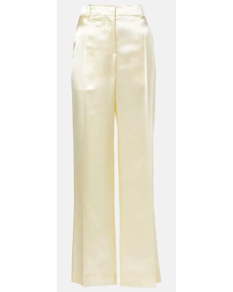 The Row Pantaloni Encore a gamba larga in raso Bianco