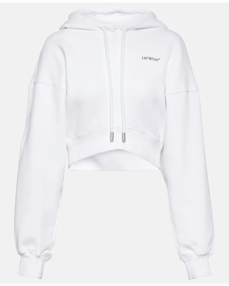 OFF-WHITE Felpa cropped con stampa e cappuccio Multicolore