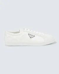 Prada Sneakers in pelle e nylon con logo Bianco