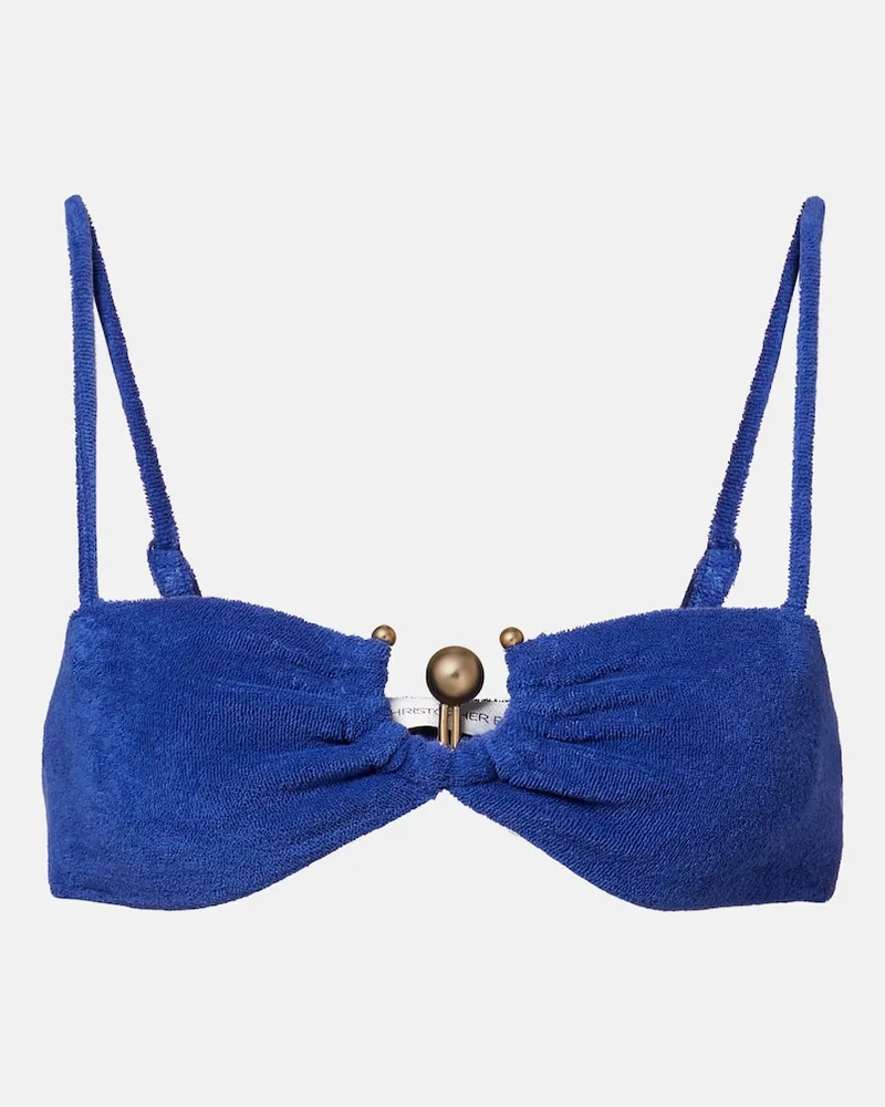 Christopher Esber Top bralette in spugna di misto cotone Blu