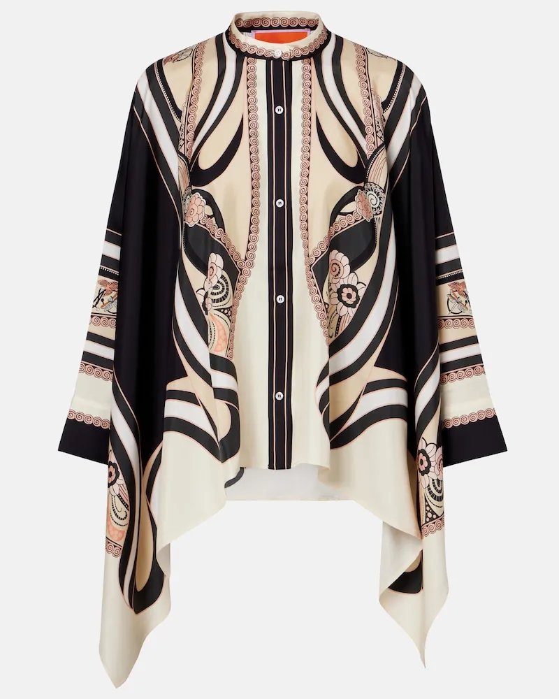 La DoubleJ Camicia in twill di seta con stampa Beige