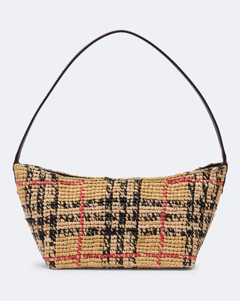 Burberry Borsa a spalla Margate Mini in rafia Beige