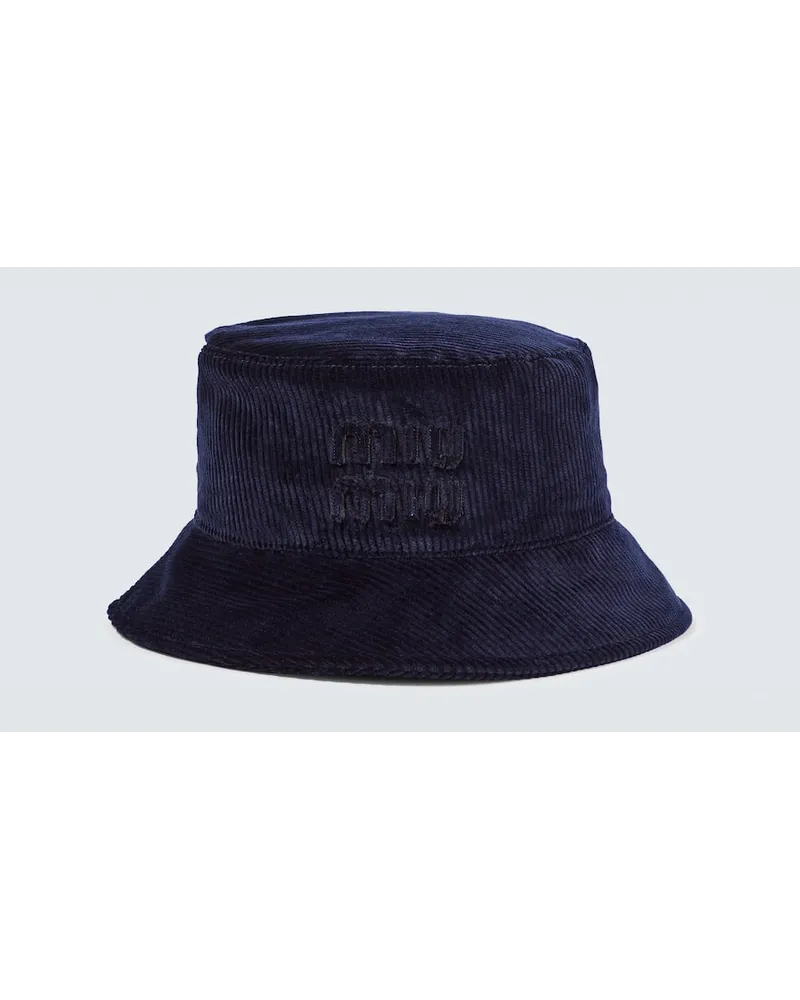 Miu Miu Cappello da pescatore in velluto a coste Blu