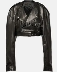 Rick Owens Giacca biker cropped in pelle Nero