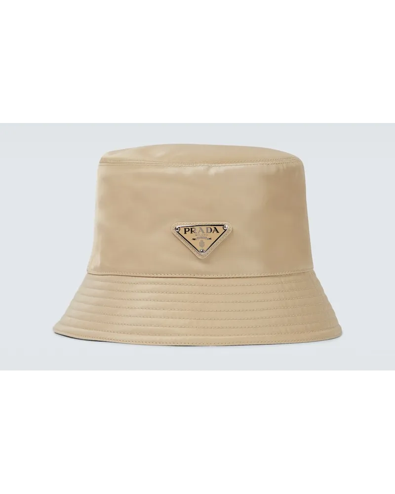 Prada Cappello da pescatore con logo Beige