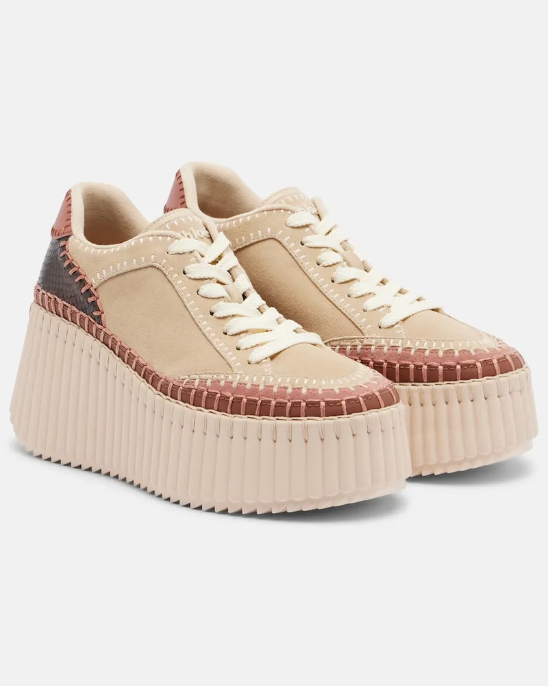 Chloé Chloé Sneakers Nama in suede platform Beige